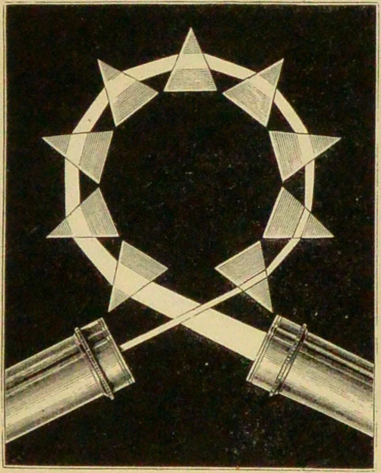 An illustration from Spectrum analysis : six lectures, delivered in 1868, before the Society of Apothecaries of London / by Henry E. Roscoe ; with appendices, coloured plates, and illustrations., 1869, leaf 221