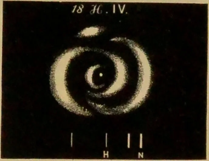 An illustration from Spectrum analysis : six lectures, delivered in 1868, before the Society of Apothecaries of London / by Henry E. Roscoe ; with appendices, coloured plates, and illustrations., 1869, leaf 286
