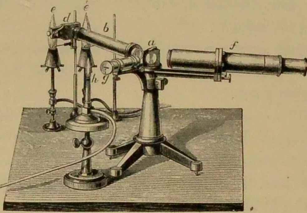 An illustration from Spectrum analysis : six lectures, delivered in 1868, before the Society of Apothecaries of London / by Henry E. Roscoe ; with appendices, coloured plates, and illustrations., 1869, leaf 76