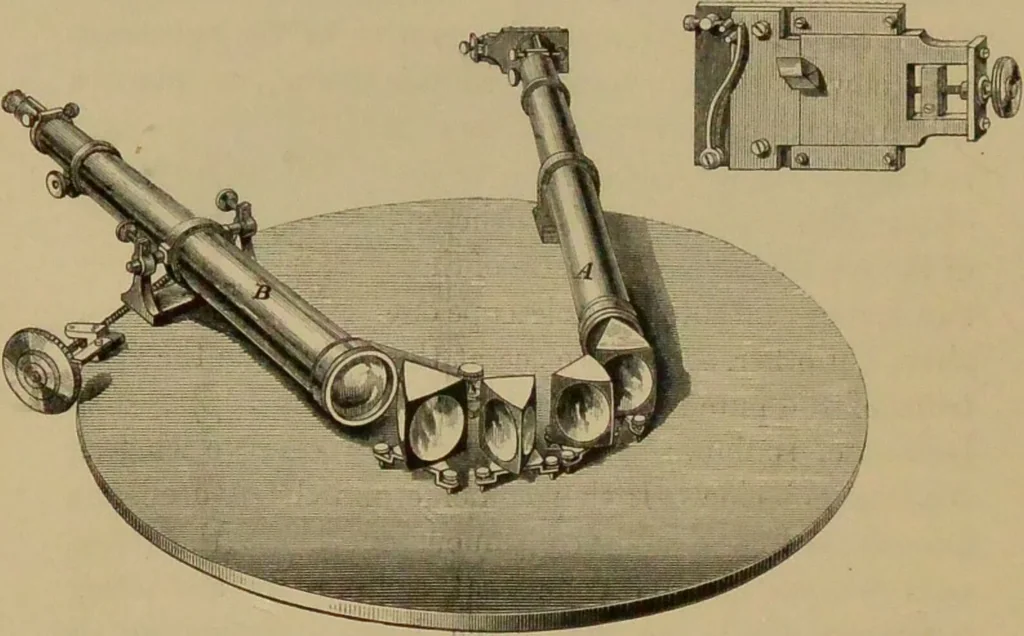 An illustration from Spectrum analysis : six lectures, delivered in 1868, before the Society of Apothecaries of London / by Henry E. Roscoe ; with appendices, coloured plates, and illustrations., 1869, leaf 78