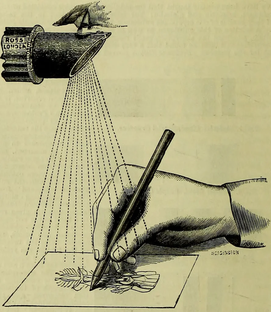 An illustration from The microscope : its history, construction, and application, being a familiar introduction to the use of the instrument, and the study of microscopical science / by Jabez Hogg ; with upwards of five hundred engravings, and coloured illustrations by Tuffen West., 1883, leaf 158