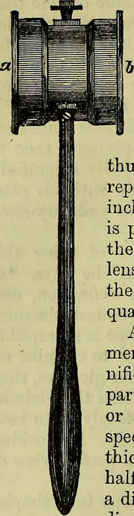 An illustration from The microscope : its history, construction, and application, being a familiar introduction to the use of the instrument, and the study of microscopical science / by Jabez Hogg ; with upwards of five hundred engravings, and coloured illustrations by Tuffen West., 1883, leaf 32