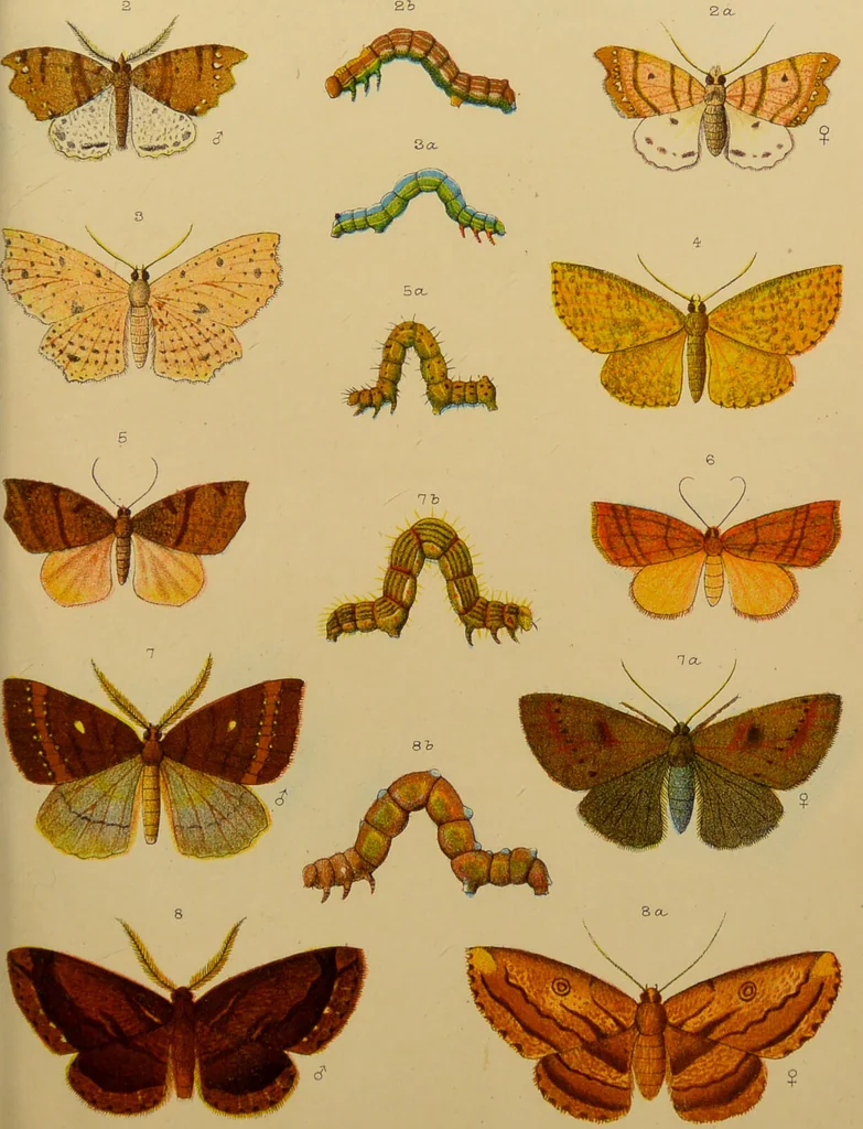 An illustration from An elementary manual of New Zealand entomology : being an introduction to the study of our native insects / With 21 coloured plates. By G.V. Hudson., 1892, leaf 185