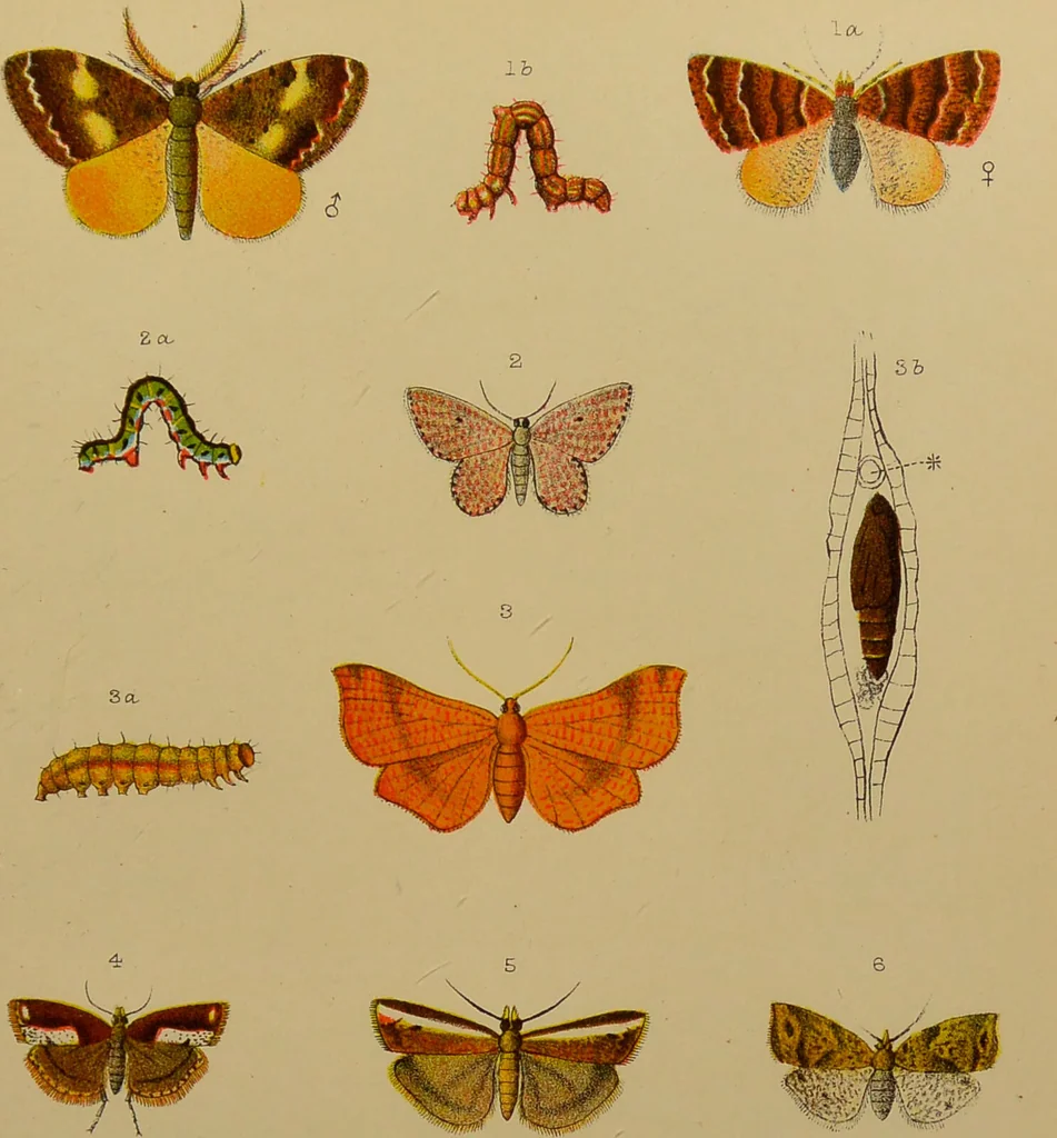 An illustration from An elementary manual of New Zealand entomology : being an introduction to the study of our native insects / With 21 coloured plates. By G.V. Hudson., 1892, leaf 189
