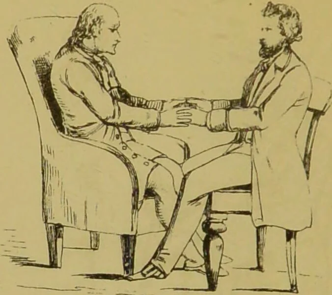 An illustration from The illustrated practical mesmerist : curative and scientific / by William Davey., 1889, leaf 34