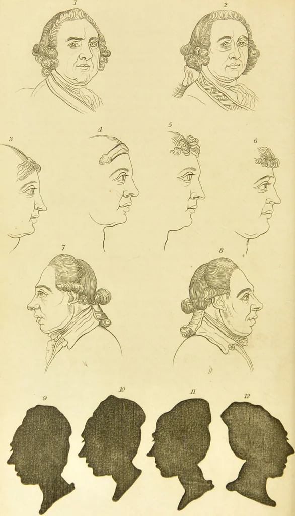 An illustration from Essays on physiognomy : designed to promote the knowledge and the love of mankind / written in the German language by John Caspar Lavater ; and translated into English by Thomas Holcroft ; to which are added one hundred physiognomonical rules, a posthumous work by Mr. Lavater and Memoirs of the life of the author., 1855, leaf 204