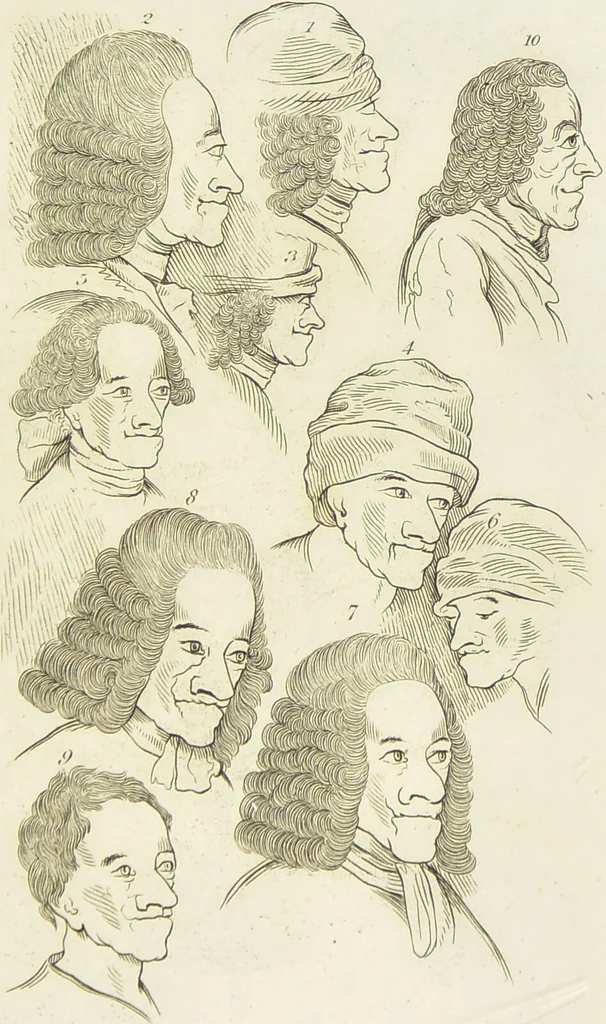 An illustration from Essays on physiognomy : designed to promote the knowledge and the love of mankind / written in the German language by John Caspar Lavater ; and translated into English by Thomas Holcroft ; to which are added one hundred physiognomonical rules, a posthumous work by Mr. Lavater and Memoirs of the life of the author., 1855, leaf 297