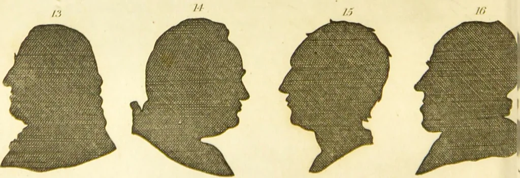 An illustration from Essays on physiognomy : designed to promote the knowledge and the love of mankind / written in the German language by John Caspar Lavater ; and translated into English by Thomas Holcroft ; to which are added one hundred physiognomonical rules, a posthumous work by Mr. Lavater and Memoirs of the life of the author., 1855, leaf 380