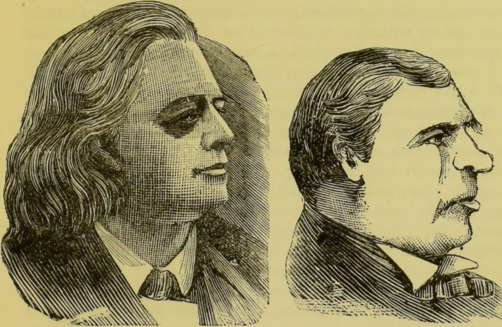An illustration from The modern self-instructor in phrenology, physiology & physiognomy, or, The people's hand-book of human nature : containing a view of the moral and theological bearing of the science of phrenology / by Gustavus Cohen., 1889, leaf 161