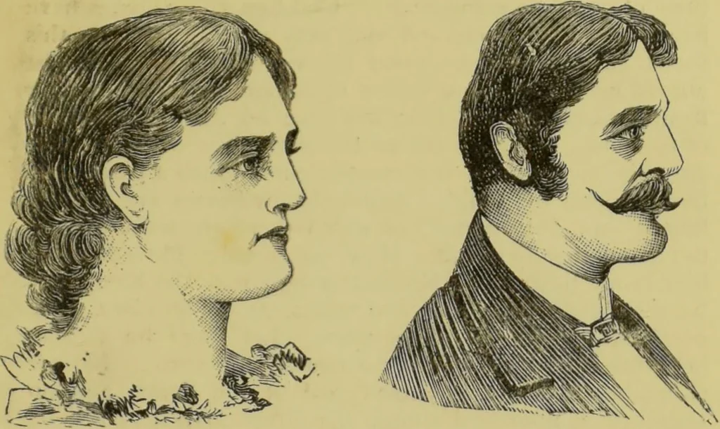 An illustration from The modern self-instructor in phrenology, physiology & physiognomy, or, The people's hand-book of human nature : containing a view of the moral and theological bearing of the science of phrenology / by Gustavus Cohen., 1889, leaf 91