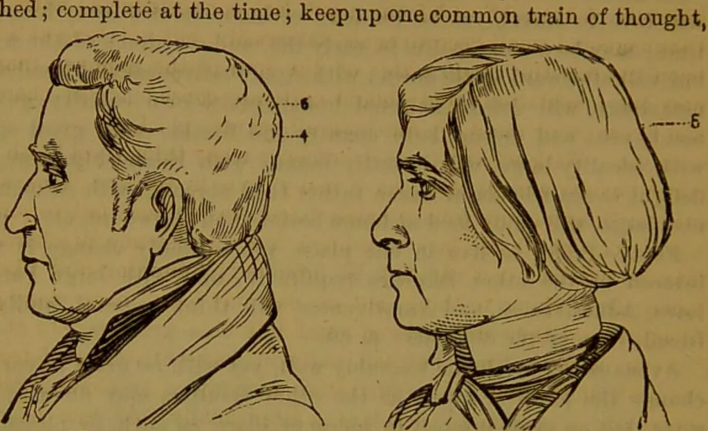 An illustration from Fowler's New illustrated self-instructor in phrenology and physiology : with over one hundred engravings, together with the chart and character of ... as marked by ... / by Lorenzo N. Fowler., 1891, leaf 96