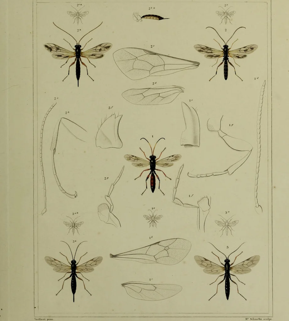 An illustration from Histoire des insectes nuisibles à la vigne : et particulièrement de la pyrale qui dévaste les vignobles des départments de la Cote-d'Or ... [etc.]; avec l'indication des moyens qu'on doit employer pour la combattre / par Victor Audouin., 1842, leaf 445