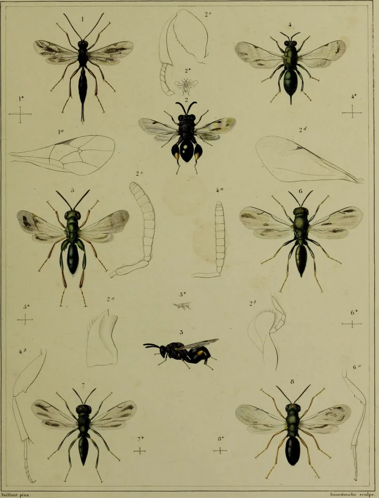 An illustration from Histoire des insectes nuisibles à la vigne : et particulièrement de la pyrale qui dévaste les vignobles des départments de la Cote-d'Or ... [etc.]; avec l'indication des moyens qu'on doit employer pour la combattre / par Victor Audouin., 1842, leaf 449
