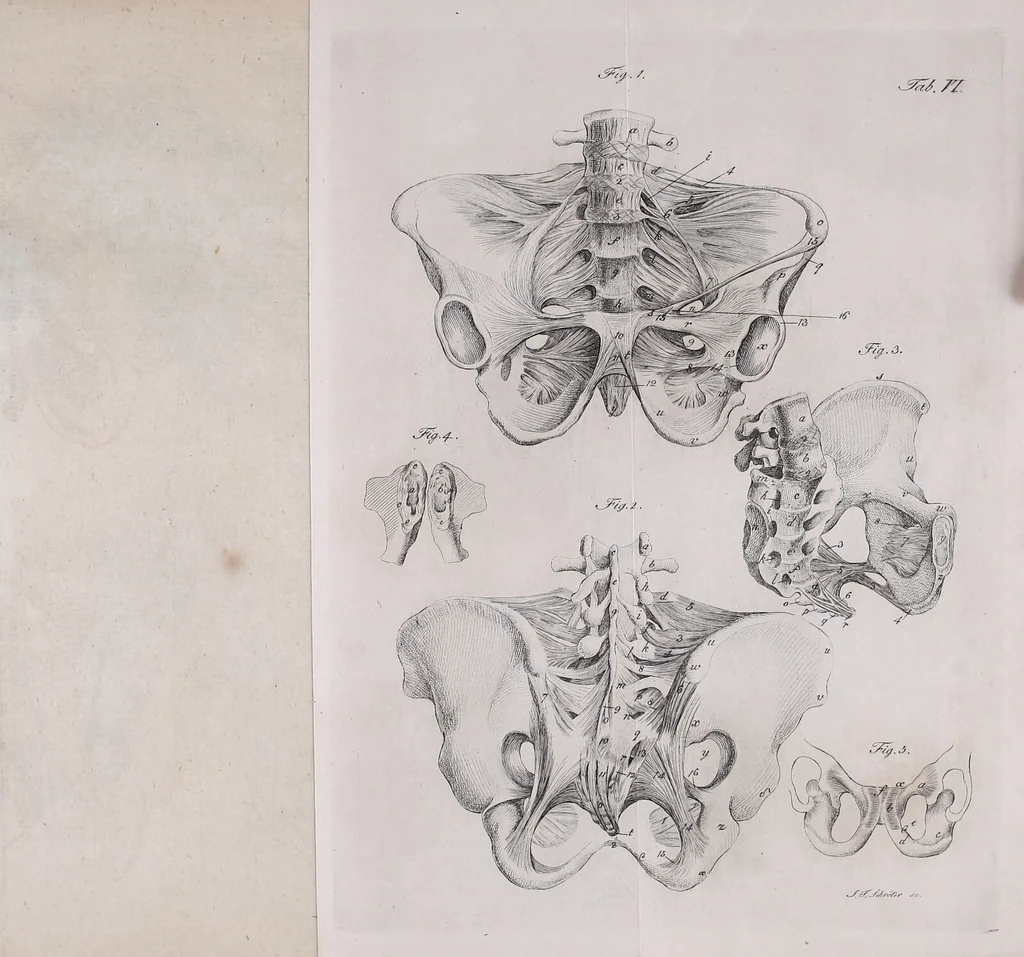 An illustration from Pfennig-Encyklopädie der Anatomie, oder, Bildliche Darstellung der gesammten menschlichen Anatomie : nach Rosenmüller, Loder, Carl Bell, Gordon, Bock etc / gestochen von J.F. Schröter ; mit erklärendem Texte von. Th. Richter., 1834, leaf 135