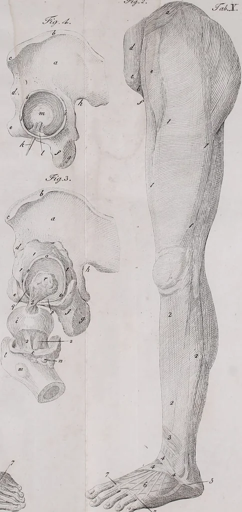 An illustration from Pfennig-Encyklopädie der Anatomie, oder, Bildliche Darstellung der gesammten menschlichen Anatomie : nach Rosenmüller, Loder, Carl Bell, Gordon, Bock etc / gestochen von J.F. Schröter ; mit erklärendem Texte von. Th. Richter., 1834, leaf 143