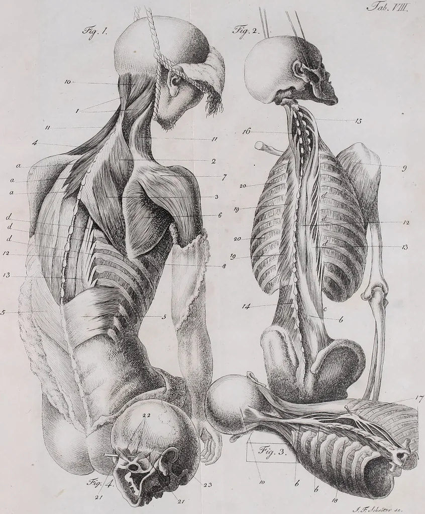 An illustration from Pfennig-Encyklopädie der Anatomie, oder, Bildliche Darstellung der gesammten menschlichen Anatomie : nach Rosenmüller, Loder, Carl Bell, Gordon, Bock etc / gestochen von J.F. Schröter ; mit erklärendem Texte von. Th. Richter., 1834, leaf 201