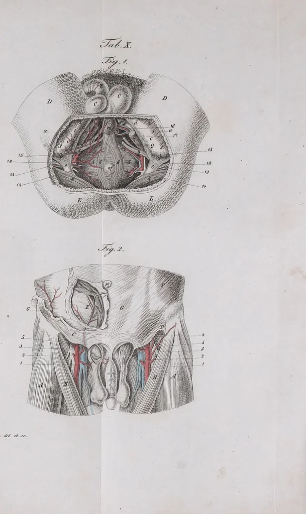 An illustration from Pfennig-Encyklopädie der Anatomie, oder, Bildliche Darstellung der gesammten menschlichen Anatomie : nach Rosenmüller, Loder, Carl Bell, Gordon, Bock etc / gestochen von J.F. Schröter ; mit erklärendem Texte von. Th. Richter., 1834, leaf 399