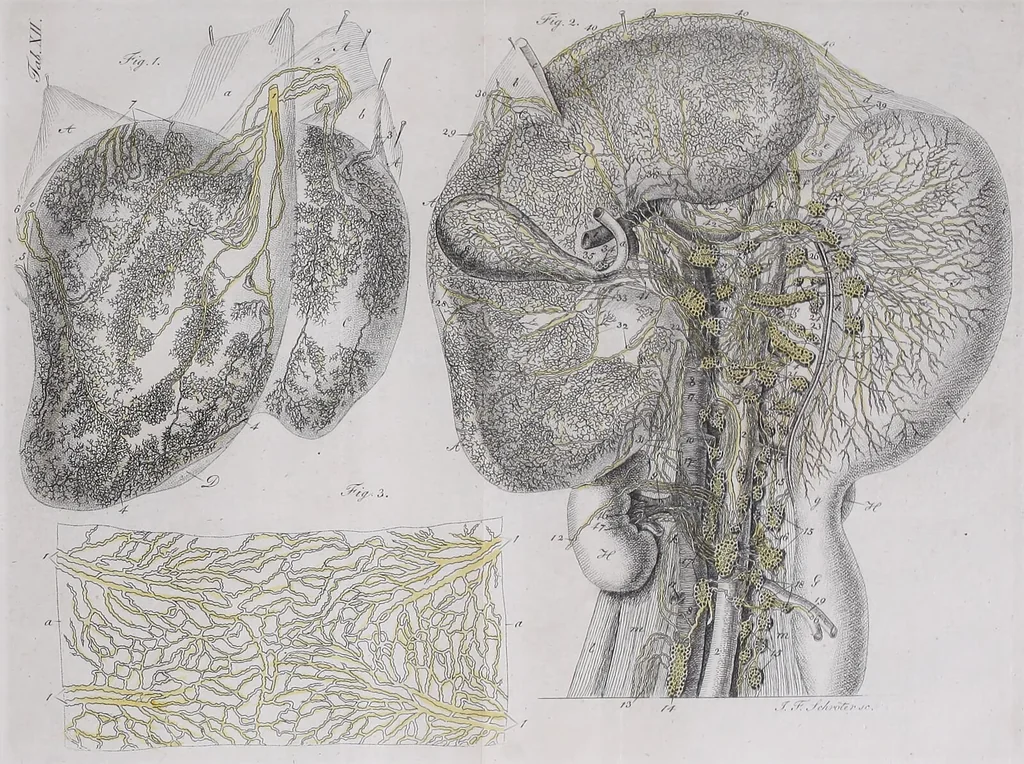 An illustration from Pfennig-Encyklopädie der Anatomie, oder, Bildliche Darstellung der gesammten menschlichen Anatomie : nach Rosenmüller, Loder, Carl Bell, Gordon, Bock etc / gestochen von J.F. Schröter ; mit erklärendem Texte von. Th. Richter., 1834, leaf 619