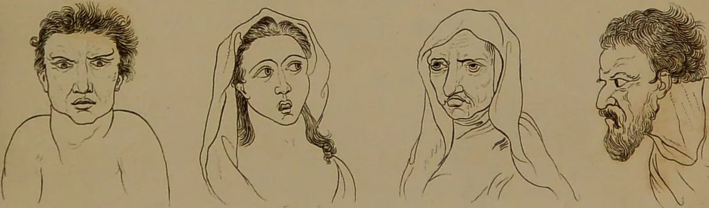 An illustration from Essays on physiognomy : designed to promote the knowledge and the love of mankind / written in the German language by John Caspar Lavater ; and translated into English by Thomas Holcroft ; to which are added one hundred physiognomonical rules, a posthumous work by Mr. Lavater and Memoirs of the life of the author compiled principally from The Life of Lavater, by G. Gessner., 1850, leaf 179