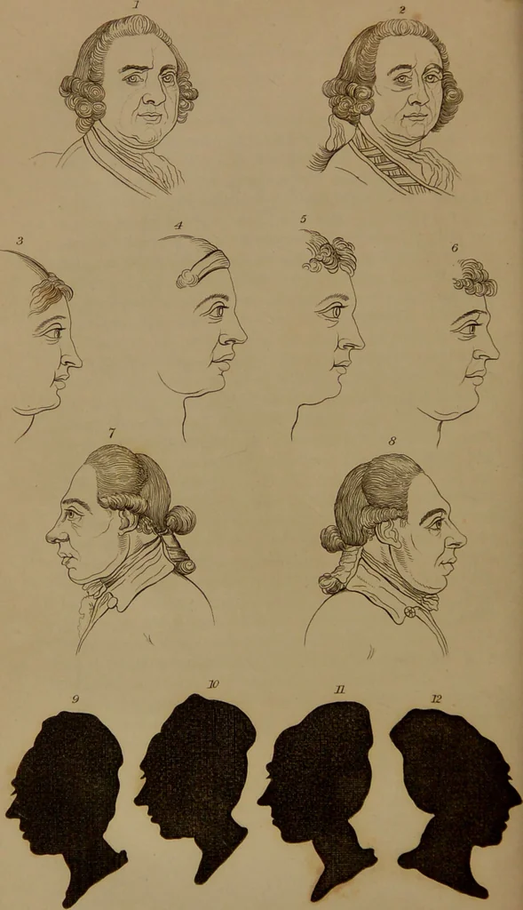 An illustration from Essays on physiognomy : designed to promote the knowledge and the love of mankind / written in the German language by John Caspar Lavater ; and translated into English by Thomas Holcroft ; to which are added one hundred physiognomonical rules, a posthumous work by Mr. Lavater and Memoirs of the life of the author compiled principally from The Life of Lavater, by G. Gessner., 1850, leaf 204