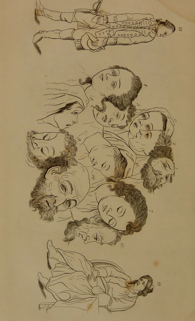 An illustration from Essays on physiognomy : designed to promote the knowledge and the love of mankind / written in the German language by John Caspar Lavater ; and translated into English by Thomas Holcroft ; to which are added one hundred physiognomonical rules, a posthumous work by Mr. Lavater and Memoirs of the life of the author compiled principally from The Life of Lavater, by G. Gessner., 1850, leaf 270