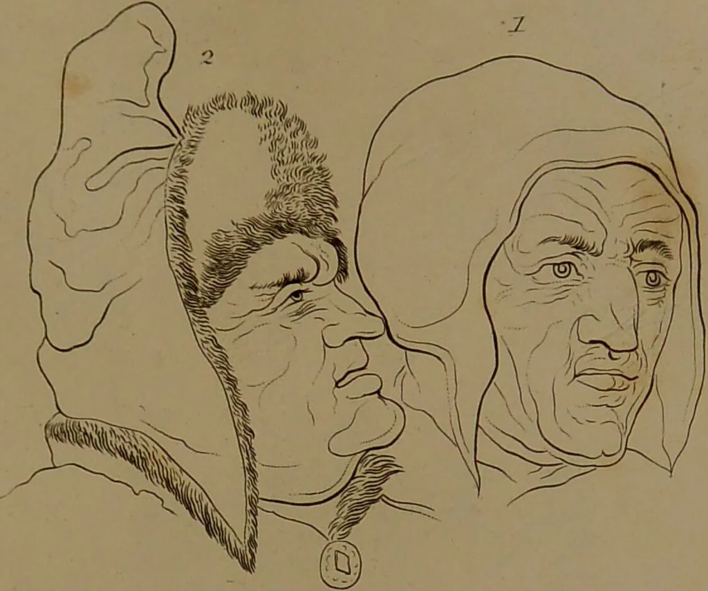 An illustration from Essays on physiognomy : designed to promote the knowledge and the love of mankind / written in the German language by John Caspar Lavater ; and translated into English by Thomas Holcroft ; to which are added one hundred physiognomonical rules, a posthumous work by Mr. Lavater and Memoirs of the life of the author compiled principally from The Life of Lavater, by G. Gessner., 1850, leaf 273