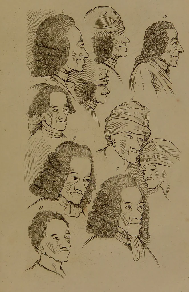 An illustration from Essays on physiognomy : designed to promote the knowledge and the love of mankind / written in the German language by John Caspar Lavater ; and translated into English by Thomas Holcroft ; to which are added one hundred physiognomonical rules, a posthumous work by Mr. Lavater and Memoirs of the life of the author compiled principally from The Life of Lavater, by G. Gessner., 1850, leaf 299