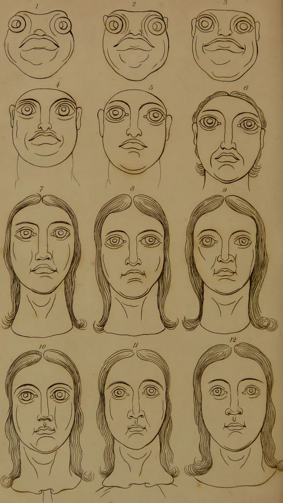 An illustration from Essays on physiognomy : designed to promote the knowledge and the love of mankind / written in the German language by John Caspar Lavater ; and translated into English by Thomas Holcroft ; to which are added one hundred physiognomonical rules, a posthumous work by Mr. Lavater and Memoirs of the life of the author compiled principally from The Life of Lavater, by G. Gessner., 1850, leaf 790