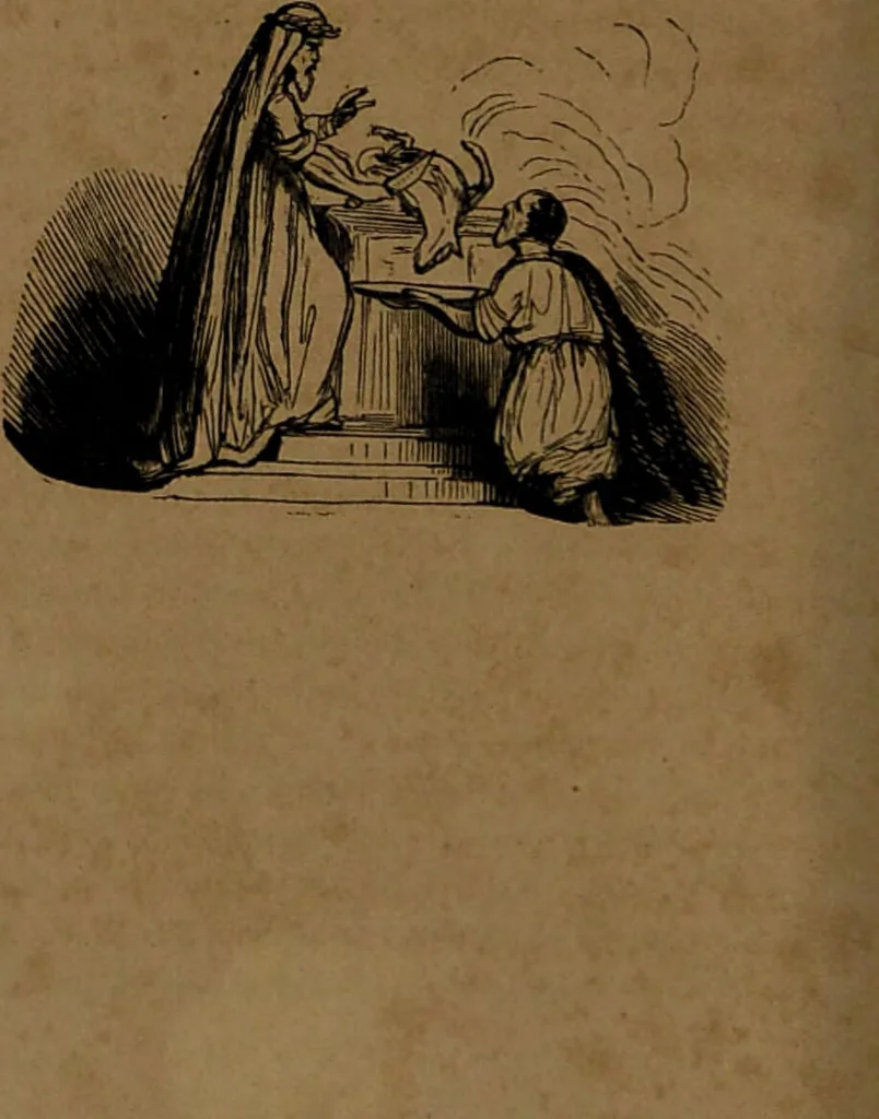An illustration from L'art de connaître l'avenir par la chiromancie, les horoscopes, les divinations anciennes, le marc de café, etc. / Par Johannès Trismégiste [i.e. Lorambert]. Orné de 101 figures., 1843, leaf 38