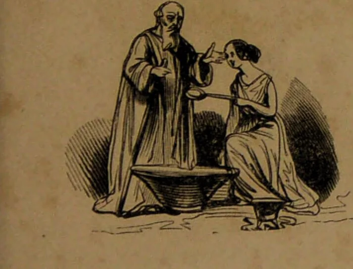 An illustration from L'art de connaître l'avenir par la chiromancie, les horoscopes, les divinations anciennes, le marc de café, etc. / Par Johannès Trismégiste [i.e. Lorambert]. Orné de 101 figures., 1843, leaf 43