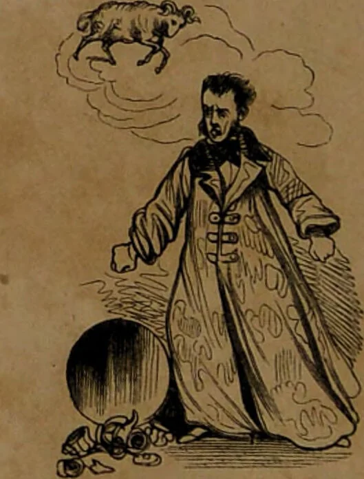 An illustration from L'art de connaître l'avenir par la chiromancie, les horoscopes, les divinations anciennes, le marc de café, etc. / Par Johannès Trismégiste [i.e. Lorambert]. Orné de 101 figures., 1843, leaf 68