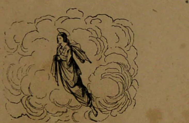 An illustration from L'art de connaître l'avenir par la chiromancie, les horoscopes, les divinations anciennes, le marc de café, etc. / Par Johannès Trismégiste [i.e. Lorambert]. Orné de 101 figures., 1843, leaf 77