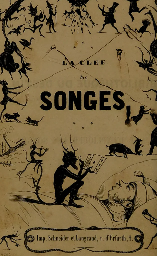 An illustration from L'art d'expliquer les songes, ou, Signification détaillé de tous les songes, visions, rêves, apparitions : précédé de l'histoire des rêves célèbres dont le sens s'est réalisé / Par Johannès Trismégiste [i.e. Lorambert]. Orné des 130 figures., 1845, leaf 2