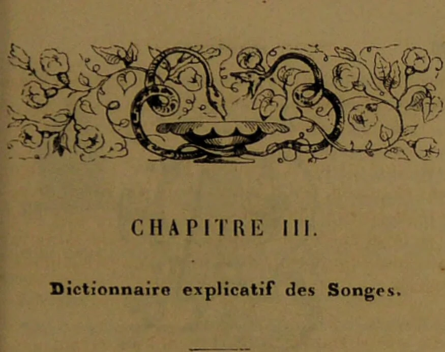 An illustration from L'art d'expliquer les songes, ou, Signification détaillé de tous les songes, visions, rêves, apparitions : précédé de l'histoire des rêves célèbres dont le sens s'est réalisé / Par Johannès Trismégiste [i.e. Lorambert]. Orné des 130 figures., 1845, leaf 25