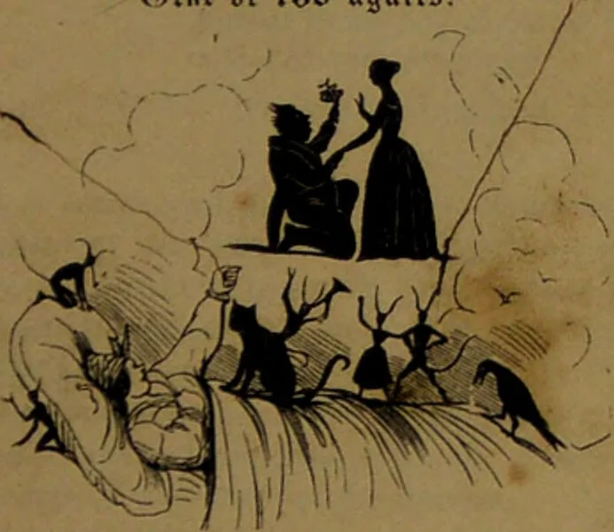 An illustration from L'art d'expliquer les songes, ou, Signification détaillé de tous les songes, visions, rêves, apparitions : précédé de l'histoire des rêves célèbres dont le sens s'est réalisé / Par Johannès Trismégiste [i.e. Lorambert]. Orné des 130 figures., 1845, leaf 3