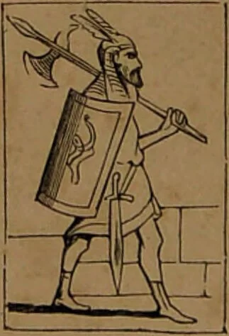 An illustration from L'art de tirer les cartes : révélations complètes sur les destinées au moyen des cartes et des tarots d'après les méthodes les plus certaines, suivis d'un jeu des patiences / par Johannès Trismégiste [i.e. Lorambert]. Orné de 150 figures., 1845, leaf 104