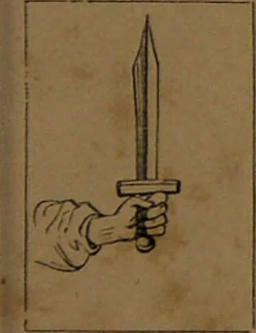 An illustration from L'art de tirer les cartes : révélations complètes sur les destinées au moyen des cartes et des tarots d'après les méthodes les plus certaines, suivis d'un jeu des patiences / par Johannès Trismégiste [i.e. Lorambert]. Orné de 150 figures., 1845, leaf 109