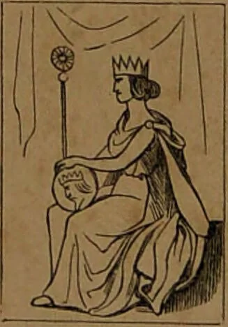 An illustration from L'art de tirer les cartes : révélations complètes sur les destinées au moyen des cartes et des tarots d'après les méthodes les plus certaines, suivis d'un jeu des patiences / par Johannès Trismégiste [i.e. Lorambert]. Orné de 150 figures., 1845, leaf 110