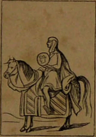 An illustration from L'art de tirer les cartes : révélations complètes sur les destinées au moyen des cartes et des tarots d'après les méthodes les plus certaines, suivis d'un jeu des patiences / par Johannès Trismégiste [i.e. Lorambert]. Orné de 150 figures., 1845, leaf 111