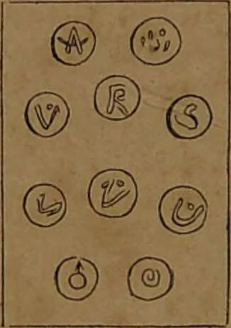 An illustration from L'art de tirer les cartes : révélations complètes sur les destinées au moyen des cartes et des tarots d'après les méthodes les plus certaines, suivis d'un jeu des patiences / par Johannès Trismégiste [i.e. Lorambert]. Orné de 150 figures., 1845, leaf 112
