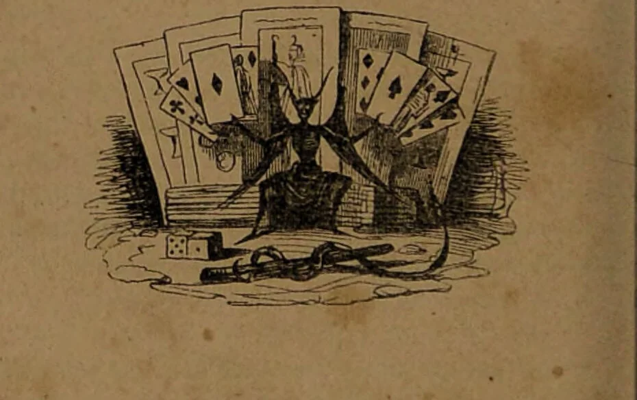 An illustration from L'art de tirer les cartes : révélations complètes sur les destinées au moyen des cartes et des tarots d'après les méthodes les plus certaines, suivis d'un jeu des patiences / par Johannès Trismégiste [i.e. Lorambert]. Orné de 150 figures., 1845, leaf 12
