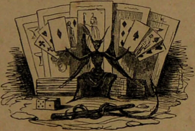 An illustration from L'art de tirer les cartes : révélations complètes sur les destinées au moyen des cartes et des tarots d'après les méthodes les plus certaines, suivis d'un jeu des patiences / par Johannès Trismégiste [i.e. Lorambert]. Orné de 150 figures., 1845, leaf 35