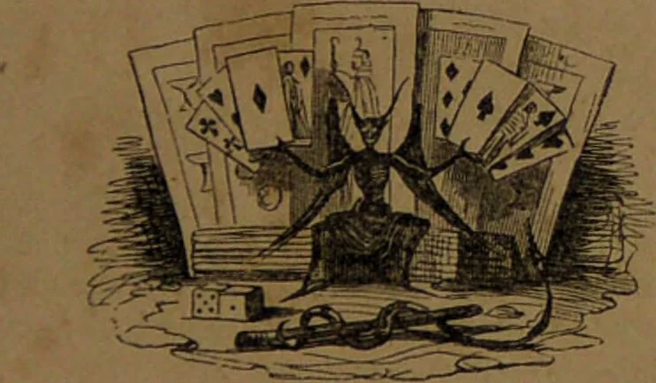 An illustration from L'art de tirer les cartes : révélations complètes sur les destinées au moyen des cartes et des tarots d'après les méthodes les plus certaines, suivis d'un jeu des patiences / par Johannès Trismégiste [i.e. Lorambert]. Orné de 150 figures., 1845, leaf 41