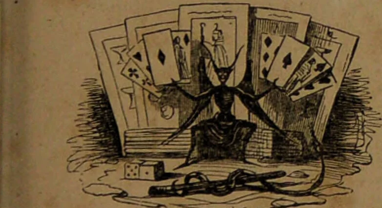 An illustration from L'art de tirer les cartes : révélations complètes sur les destinées au moyen des cartes et des tarots d'après les méthodes les plus certaines, suivis d'un jeu des patiences / par Johannès Trismégiste [i.e. Lorambert]. Orné de 150 figures., 1845, leaf 7