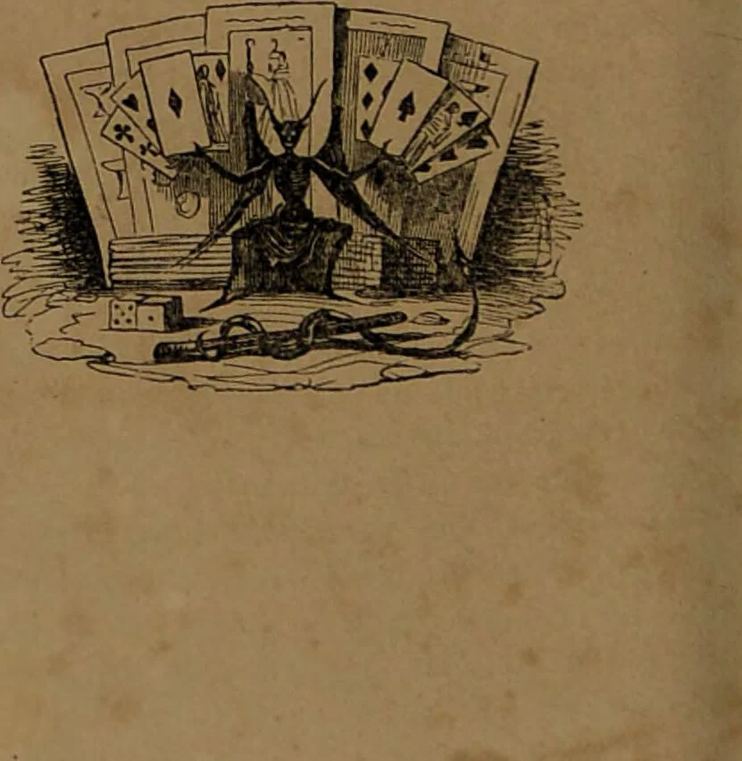 An illustration from L'art de tirer les cartes : révélations complètes sur les destinées au moyen des cartes et des tarots d'après les méthodes les plus certaines, suivis d'un jeu des patiences / par Johannès Trismégiste [i.e. Lorambert]. Orné de 150 figures., 1845, leaf 74