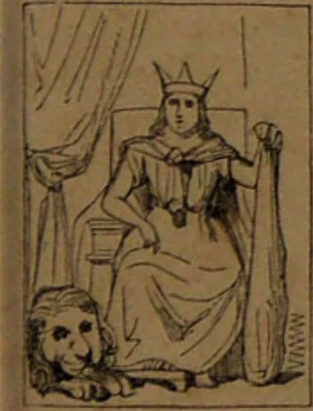 An illustration from L'art de tirer les cartes : révélations complètes sur les destinées au moyen des cartes et des tarots d'après les méthodes les plus certaines, suivis d'un jeu des patiences / par Johannès Trismégiste [i.e. Lorambert]. Orné de 150 figures., 1845, leaf 81