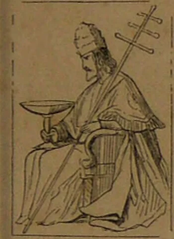 An illustration from L'art de tirer les cartes : révélations complètes sur les destinées au moyen des cartes et des tarots d'après les méthodes les plus certaines, suivis d'un jeu des patiences / par Johannès Trismégiste [i.e. Lorambert]. Orné de 150 figures., 1845, leaf 95