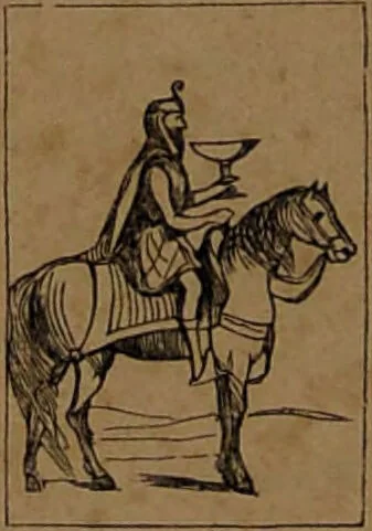 An illustration from L'art de tirer les cartes : révélations complètes sur les destinées au moyen des cartes et des tarots d'après les méthodes les plus certaines, suivis d'un jeu des patiences / par Johannès Trismégiste [i.e. Lorambert]. Orné de 150 figures., 1845, leaf 96