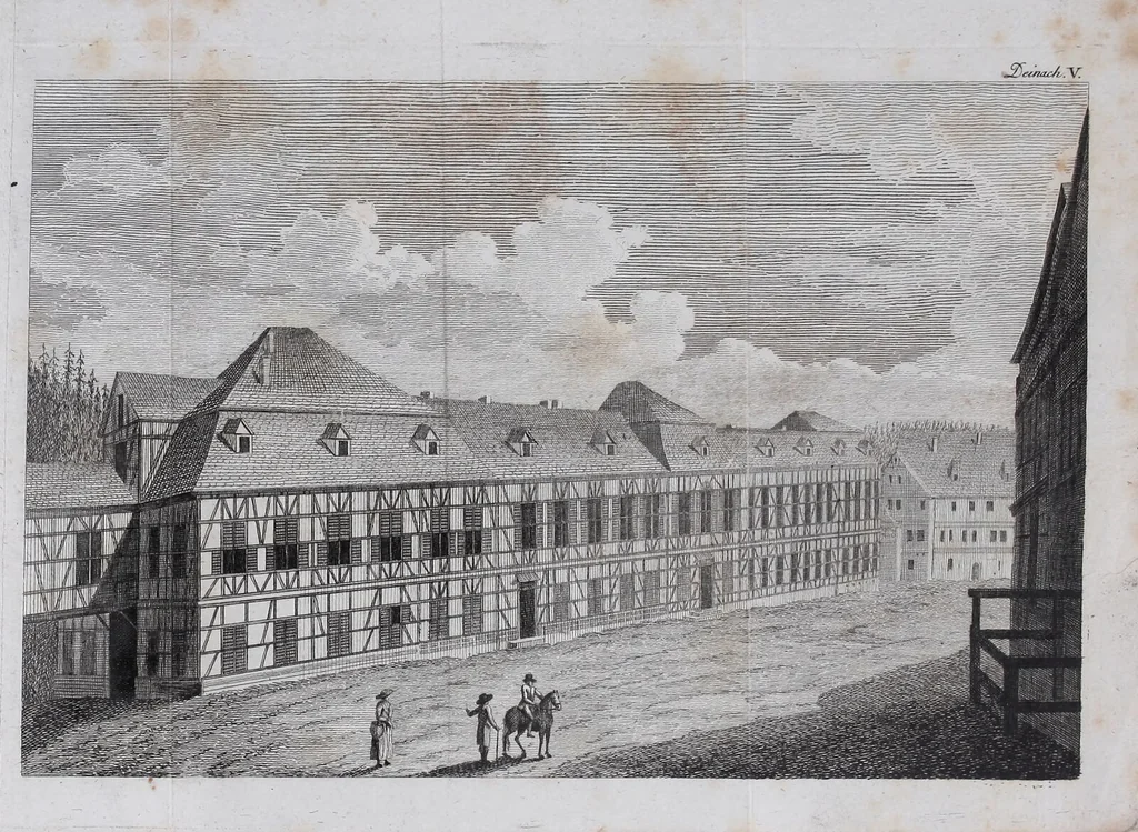 An illustration from Deinach : Luft, Lage, Vergnügungen, Bequemlichkeiten und Vortheile für die Gesundheit, die ein Aufenthalt bey diesem Brunnen gewähren kan. / [Johann Georg Zahn]., 1789, leaf 87