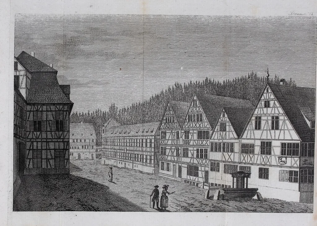 An illustration from Deinach : Luft, Lage, Vergnügungen, Bequemlichkeiten und Vortheile für die Gesundheit, die ein Aufenthalt bey diesem Brunnen gewähren kan. / [Johann Georg Zahn]., 1789, leaf 89